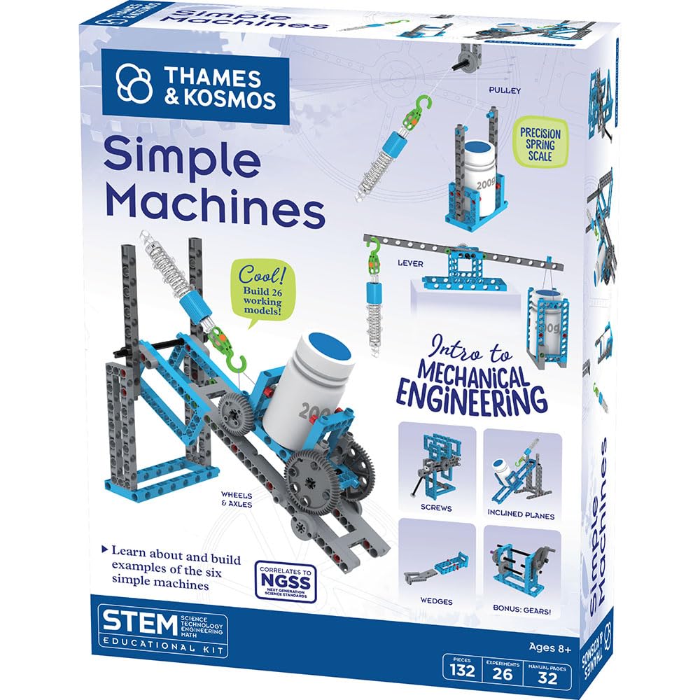Thames & Kosmos Simple Machines | Kids Science Kit | STEM Toys for Mechanical Physics | Science Experiments | Educational Learning Resources | Ages 8+ | Hands-On STEM Toy, White