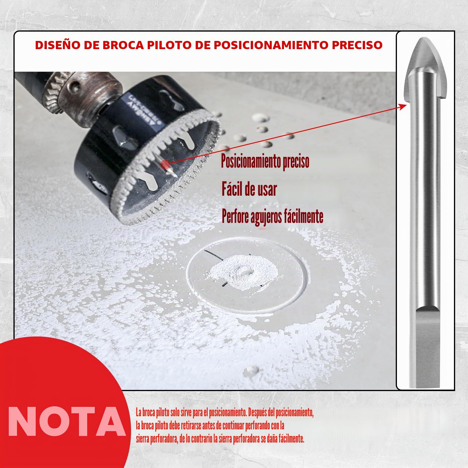 ASNOMY Sierra perforadora de diamante de 68 mm con broca de centrado, broca dentada de diamante para vidrio, azulejos, porcelana, piedra de granito