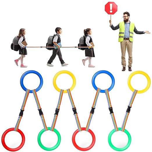 Chumia 8 Set Walking Rope for Preschool Toddlers Kids 4 Colorful Handles Outdoor Safety Line Detachable Transition Rope for Children's Preschool Kindergarten Supplies Wrist Leashes
