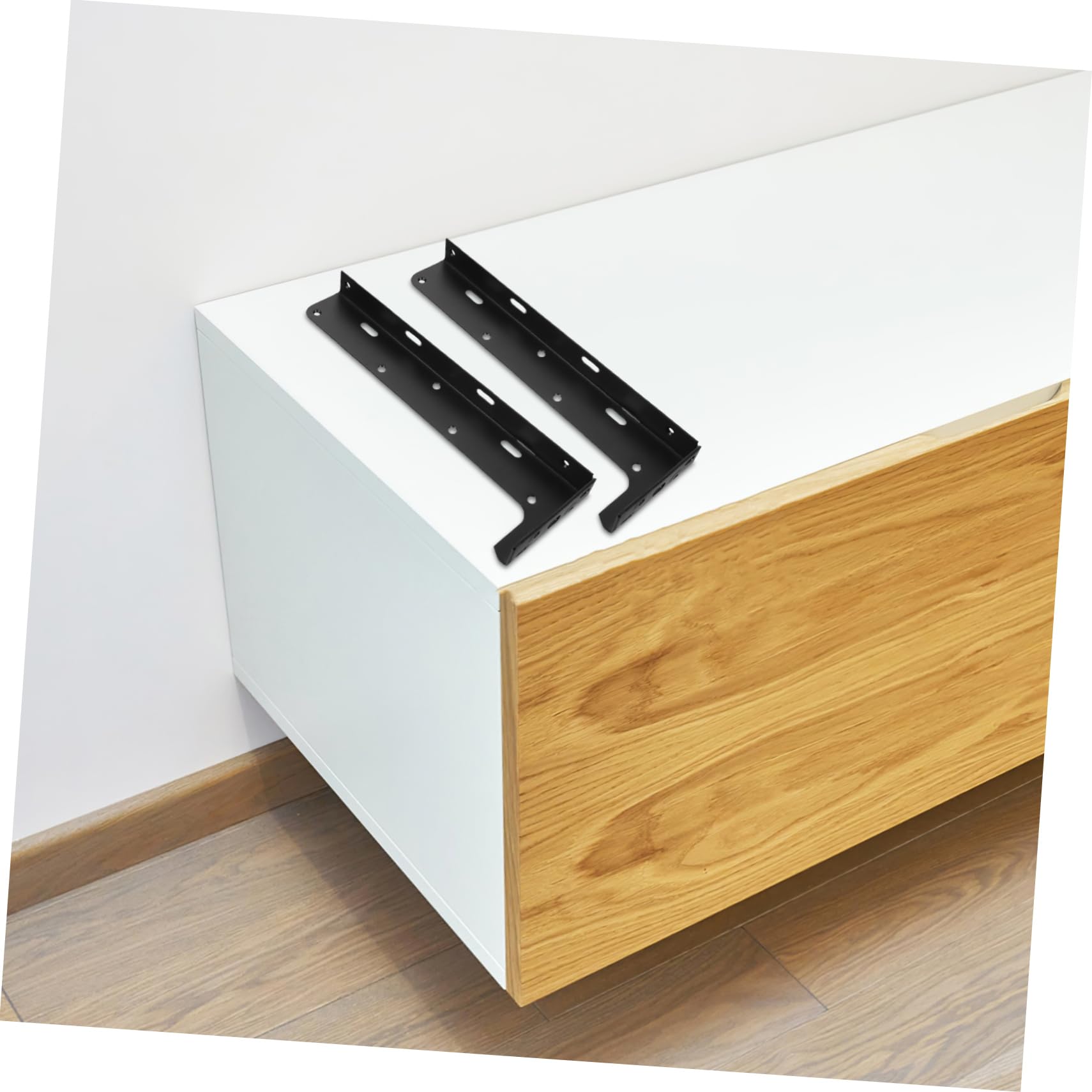 TOPBATHY Schwebende Regalhalterung aus Stahl 2 Stück Unsichtbares L-design Schwere Tragkraft Stabile Wandhalterung für Schränke im Büro und Bad