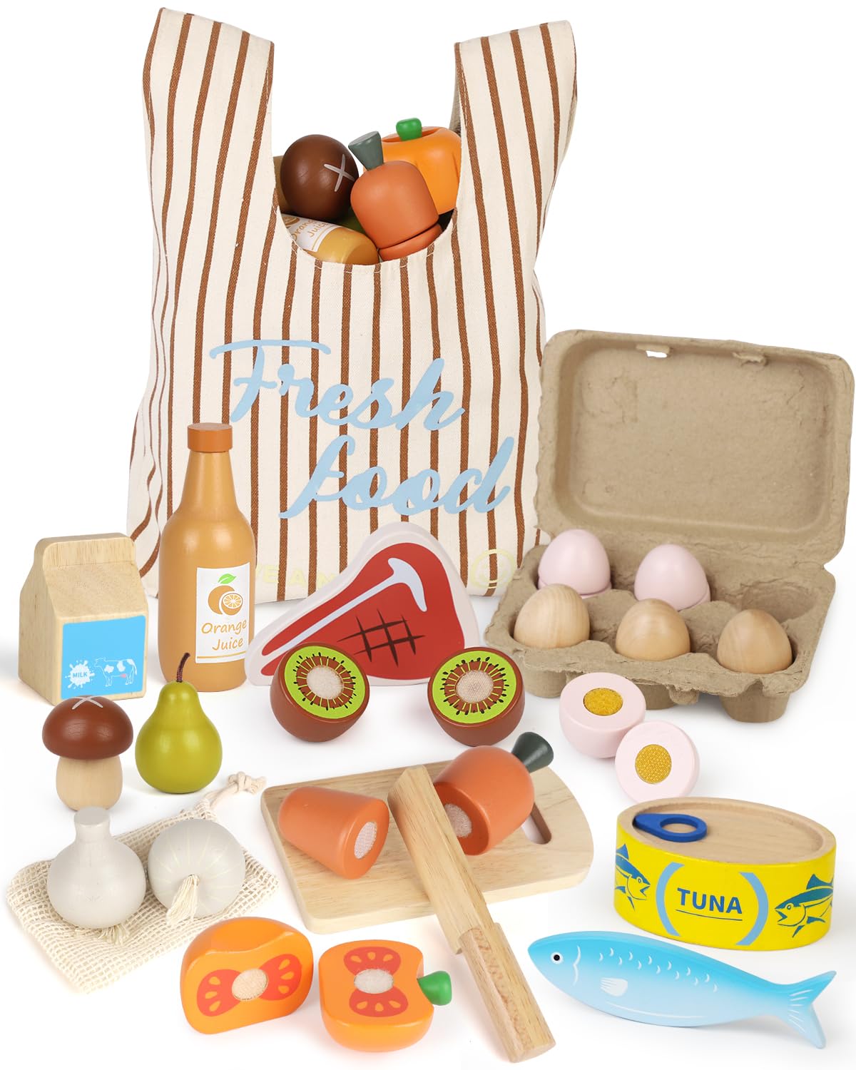 Lehoo Castle Juguetes Frutas y Verduras, Juguetes de Cocina, Juguetes de Comida de Madera, Juego de Roles para Niños 3+, Regalos Navidad para Niños Niñas 4 5 6 7 8