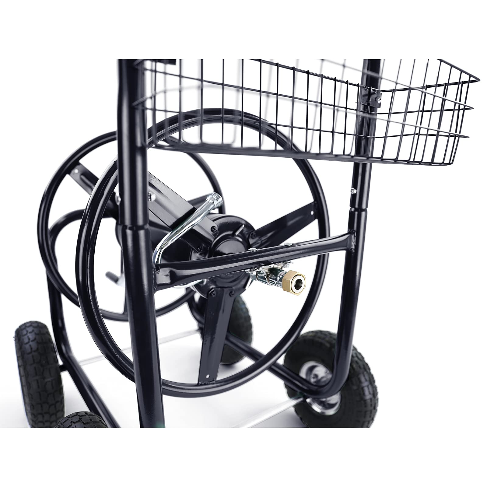 Schlauchwagen Schlauch Handwagen mit Handkurbel Schwarz bis 106m Gartenschlauch