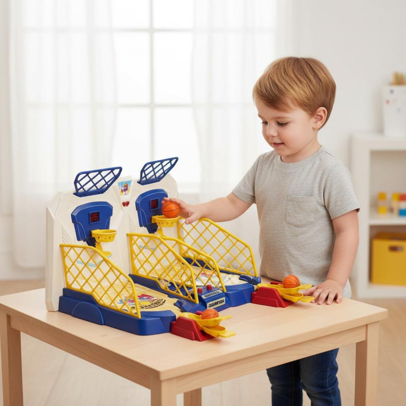 Kinder Basketball Spiel Mini Basketball Arcade Spielzeug Tischkorbspiel Doppel Wurfgerät Elektronische Punkte Musik