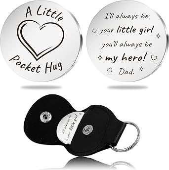 Birthday Gifts for Dad from Daughter - Fathers Day Dad Gifts Funny Pocket Hug Token with Leather Keychain Christmas Valentines Day Thanksgiving Thank You Gift for Dads Men Daddy Papa