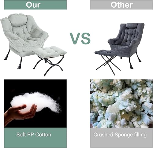 Miniatura 22 de Lita Silla relajada con otomana, tapizado ornamental, moderno de ocio, contemporáneo para lectura con reposabrazos, un bolsillo lateral para sala de