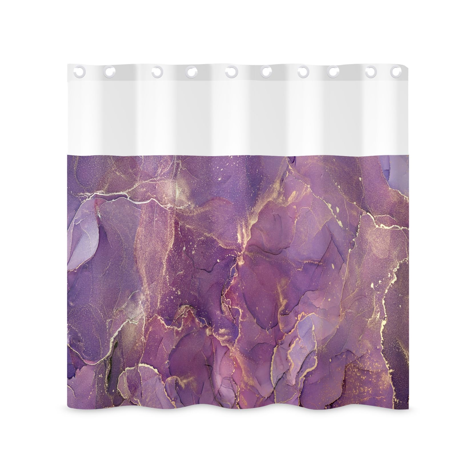 Rideau de douche violet et or 180x180 cm en marbre pour style moderne