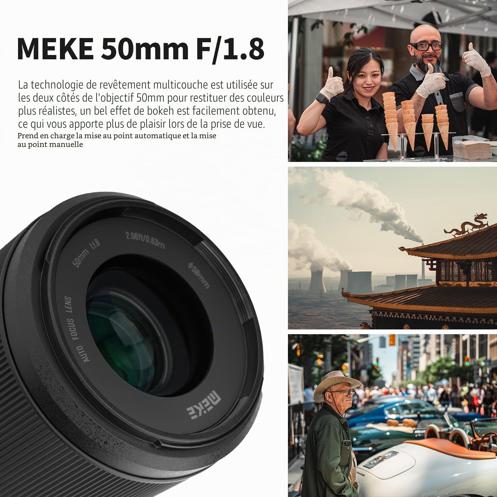 Meike 50 mm F1.8 Auto Focus STM Moteur pas à pas Objectif plein cadre compatible avec les appareils photo Nikon Z Mount Z50, Z5, Z6, Z7, Z6II, Z7II, Z9, Z30, Z f