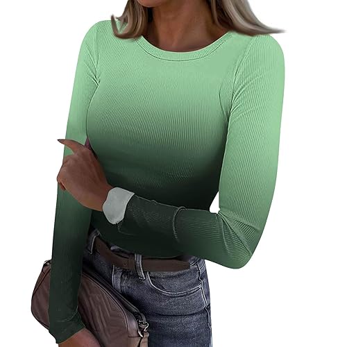 Numaller Womens Long Sleeve Tops Knit Fitted Cute Long Sleeve