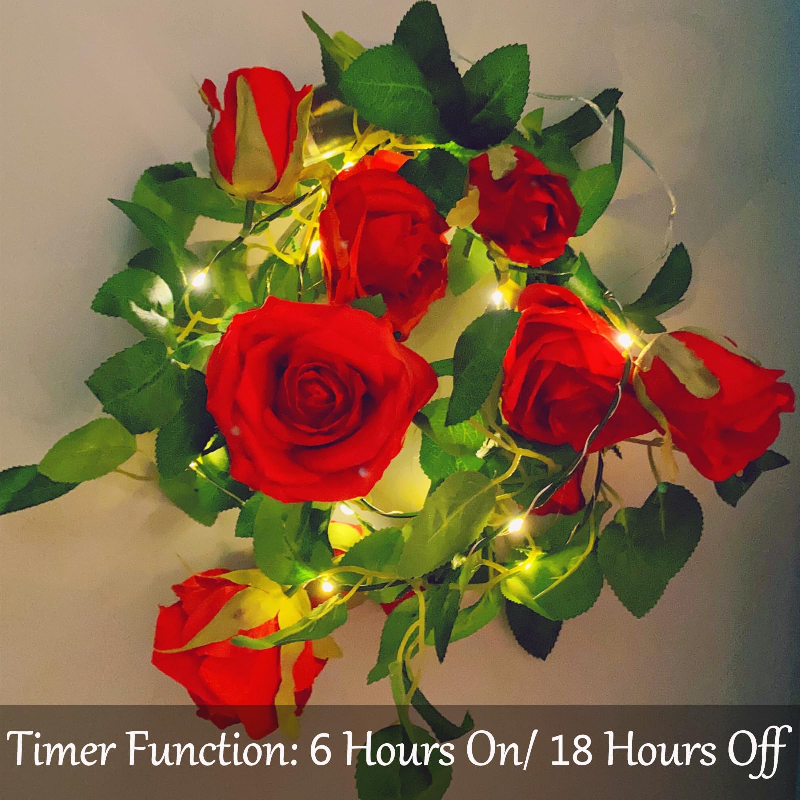 Fielegen 20 LED Rose Vine Lights with Timer - Image 3