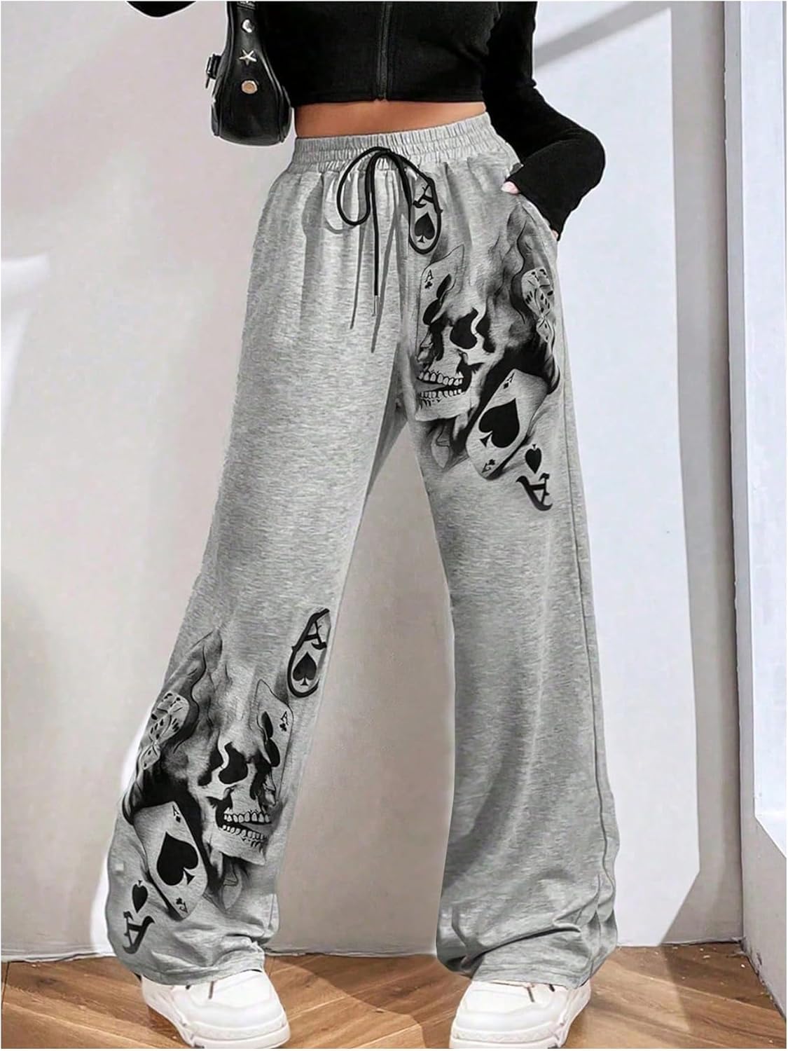 SOLY HUX Women's Y2k Sweatpants Drawstring Waist Wide Leg Gothic Grunge Pants Streetwear - Image 3