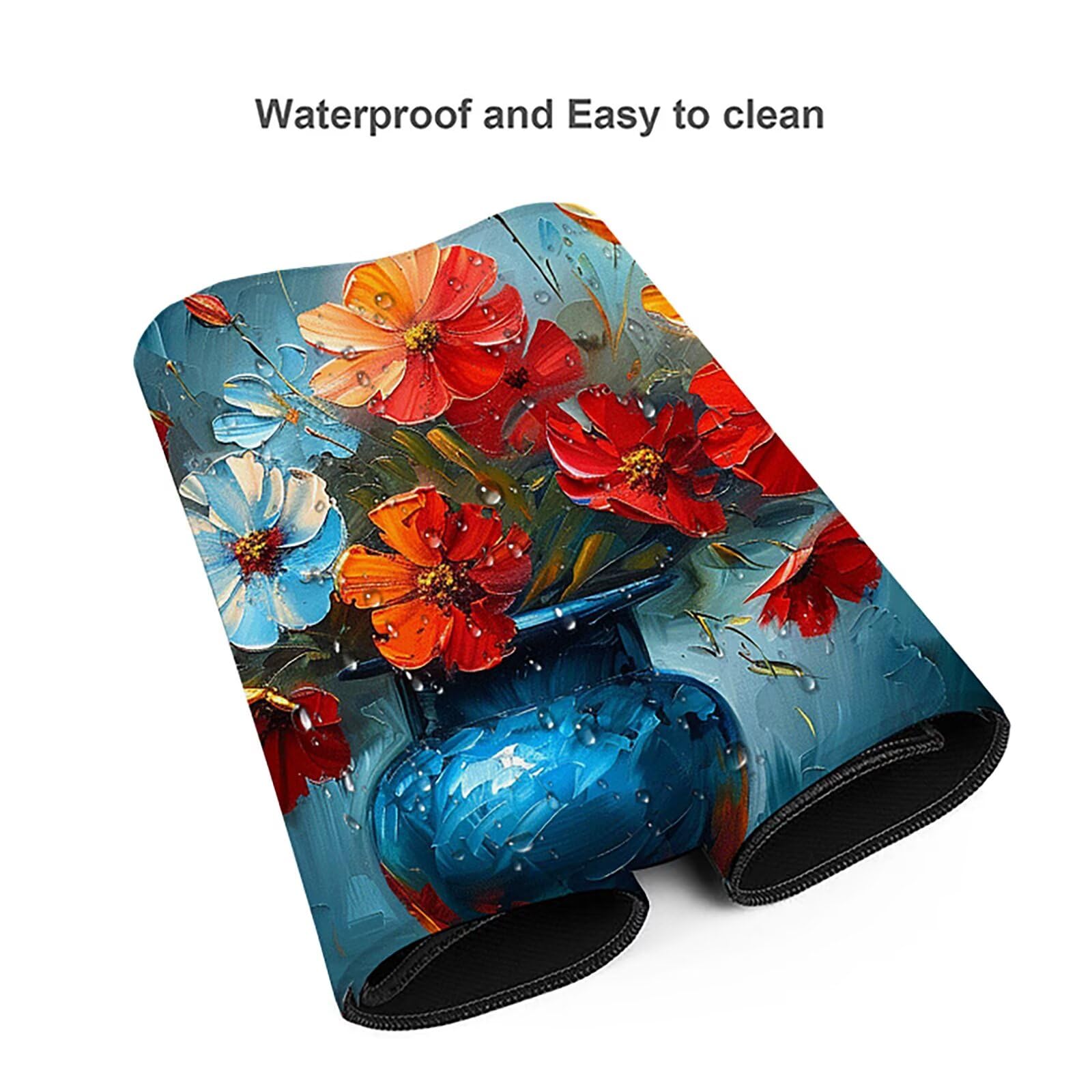 Florero Alfombrilla Ratón Gaming XXL 1500x800 mm, Alfombrilla Gaming Rojo Mousepad con Base de Goma Antideslizante, Impermeable Desk Mat para Teclado y Raton, Accesorios Gaming, Regalos de Hombre I-N
