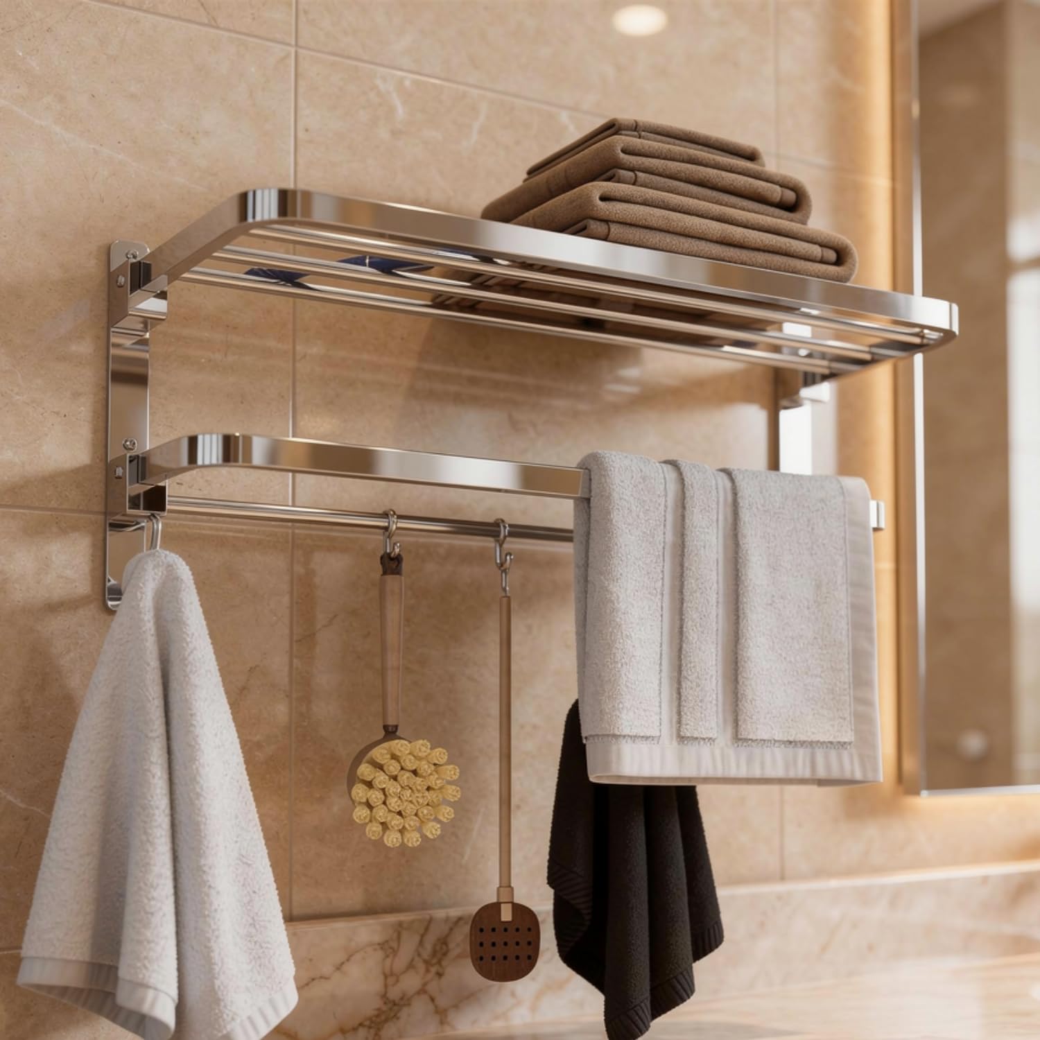 Foldable Stainless Steel Towel Rack - Space Saving! -7
