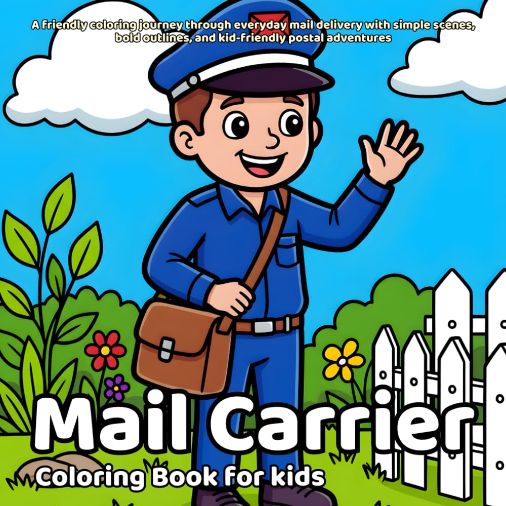 Mail Carrier coloring book: A friendly coloring journey through everyday mail delivery with simple scenes, bold outlines, and kid-friendly postal