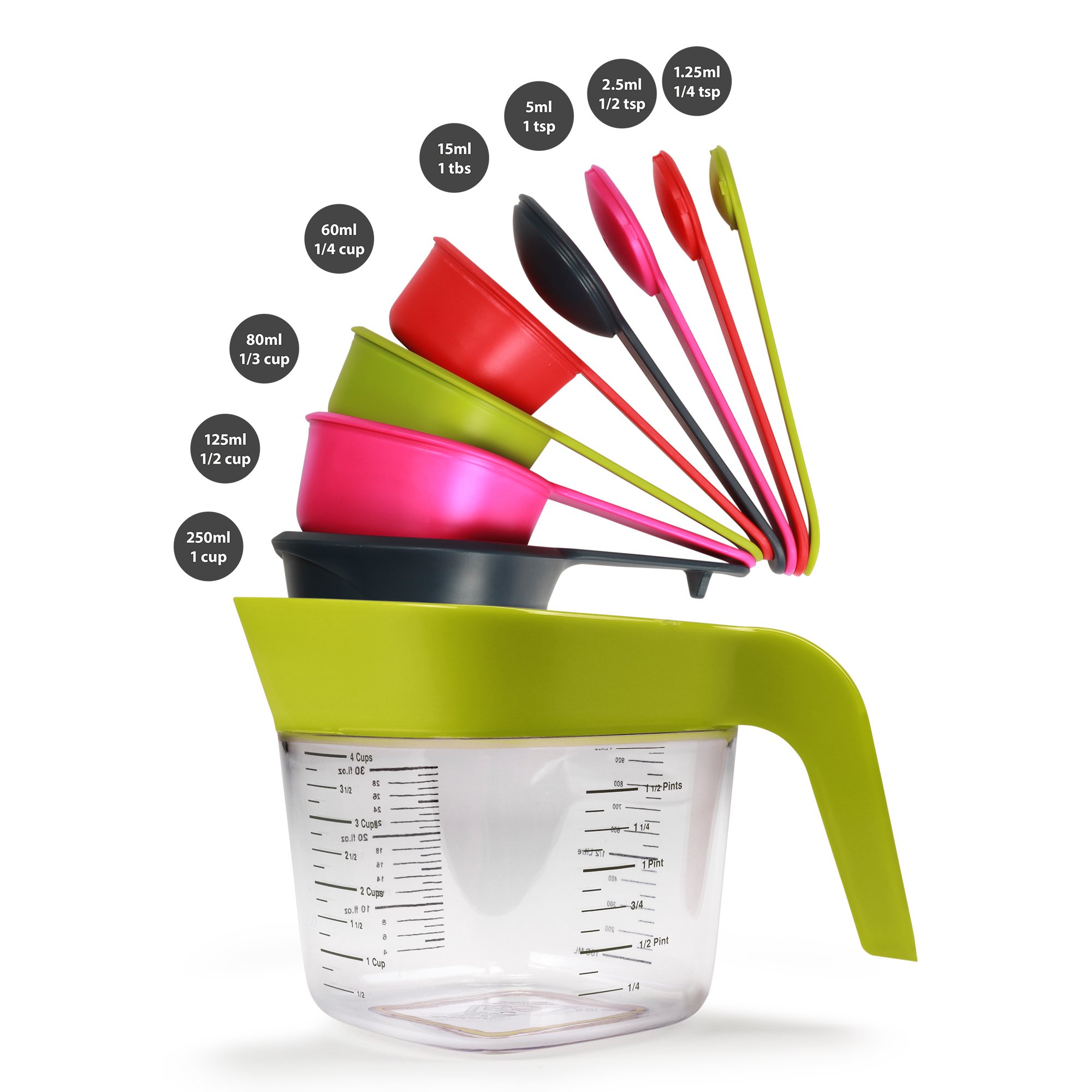 Zeal L207L Messbecher-Set, Kunststoff, Lime