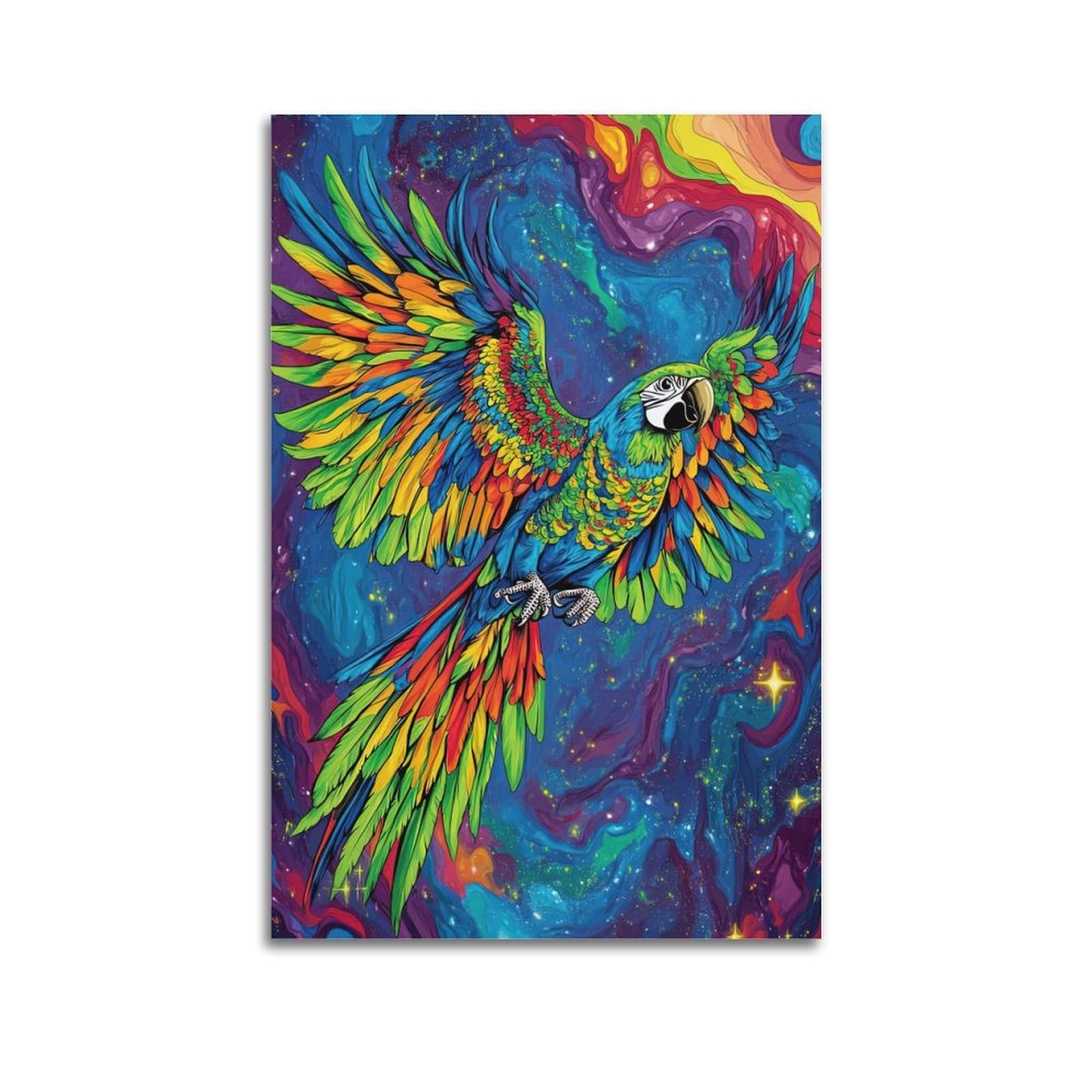 ZSZWHJ Animal Poster Parrots in The Sky Poster Decorative Painting Canvas Wall Posters And Art Picture Print Modern Family Bedroom Decor Posters 24x36inch(60x90cm)