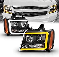 Vista 7 de AmeriLite Para Chevy Avalanche Suburban Tahoe SUV 2007-2013 Proyector de barra LED súper brillante cromado de repuesto para faros delanteros - lado
