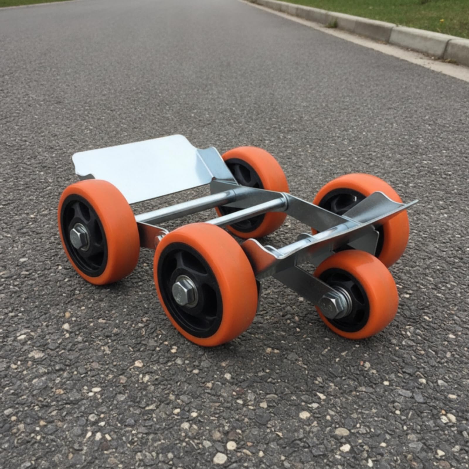 Supporto Traino con Struttura Rinforzata, Arancione, Ruota Larga 15 Cm, Specifico Per Tricicli Elettrici