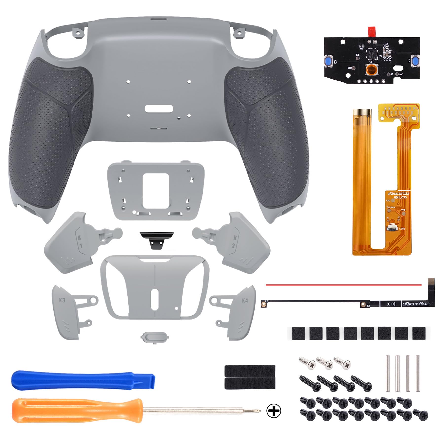 eXtremeRate Goma Grip Programable RISE4 Remap Kit para ps5 Mando Modelo BDM-030/040/050 Actualización Board&Carcasa Trasera&4 Palancas Botones para ps5 Control-NO Incluye Mando(Gris)