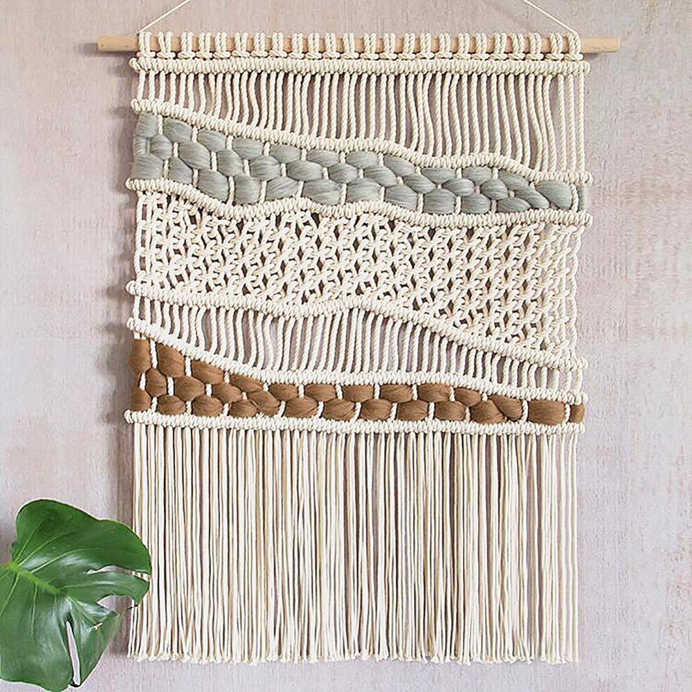 Tapiz de macramé, Tapiz Tejido Artificial teñido a Mano, decoración de Pared de salón y Dormitorio