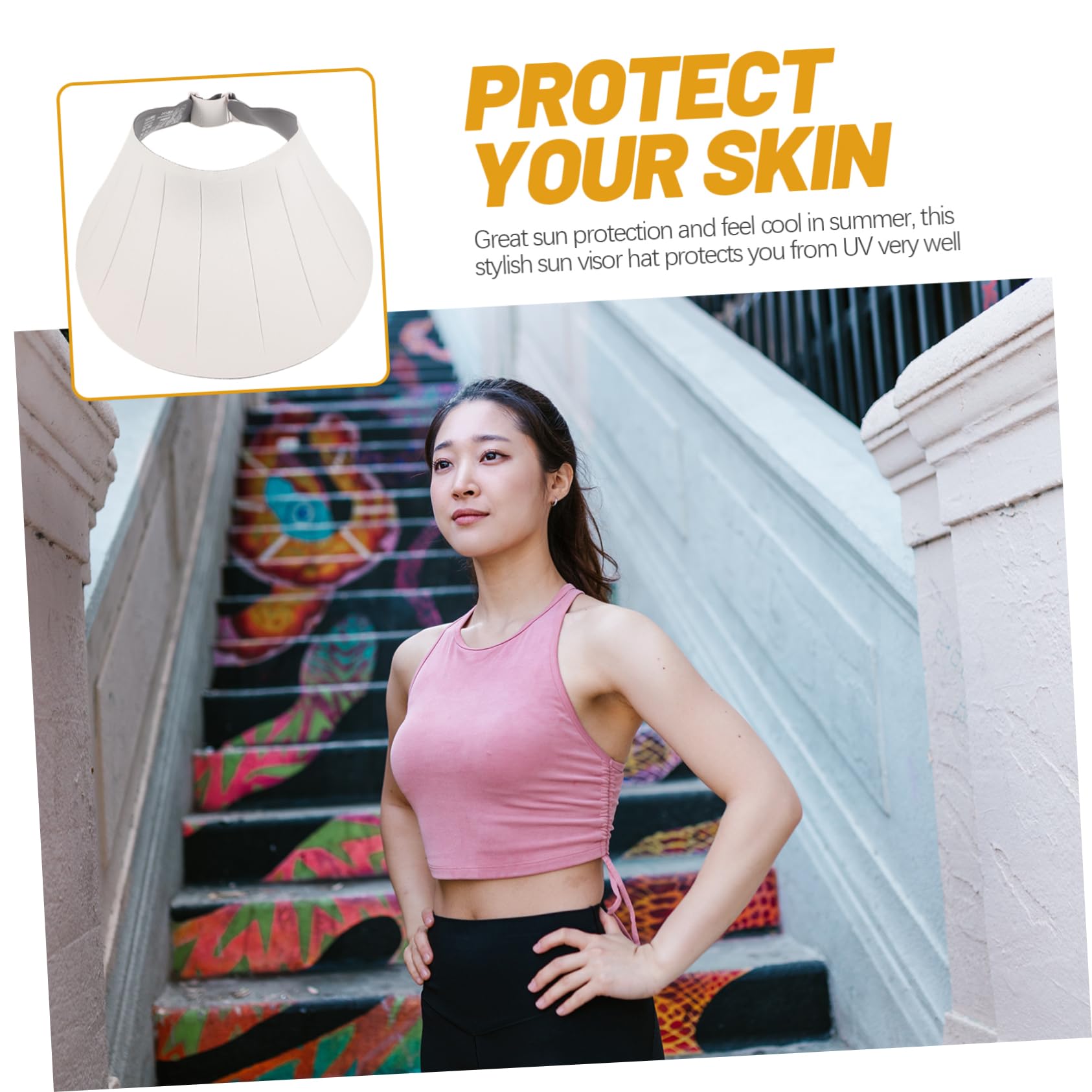 Sombrero Sol Plegable para Mujer, ala Ancha Blanco
