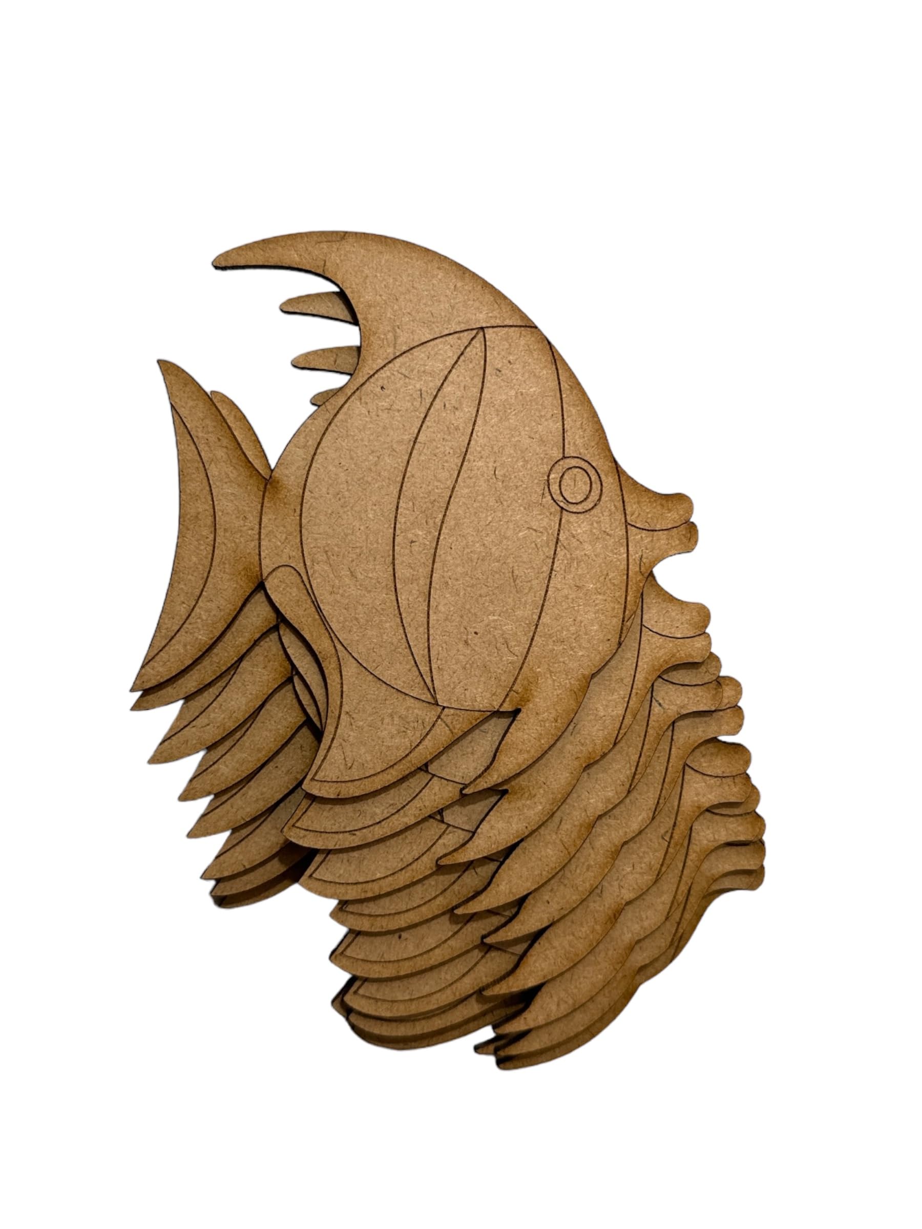 Bs amor Fish pre Marked Plain MDF Cutouts for DIY Crafts, 10 Pieces, 10 x 10 cm