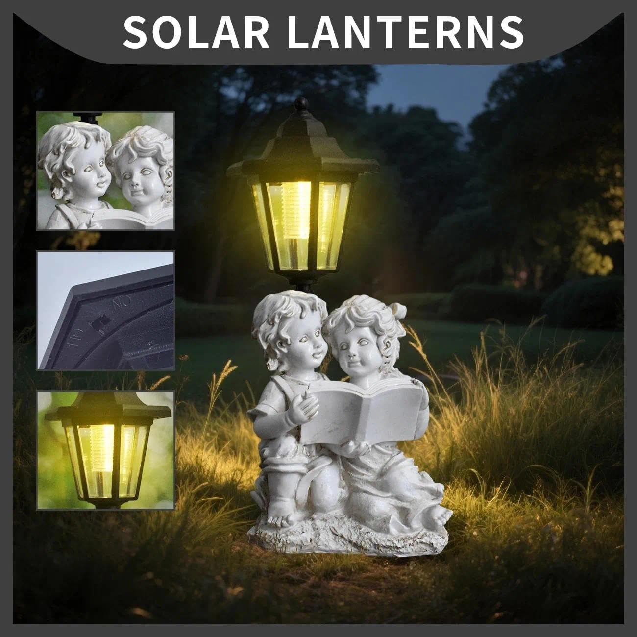 Angelo da giardino solare con luce e scritta "Country Farm Reading", decorazione esterna per patio, cortile, prato, passerella, regali per mamma, nonna, compleanno