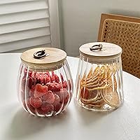 Vista 7 de 38 FL OZ Glass Jars with Bamboo Lids, Airtight Storage Containers, Large Candy Jars for Coffee Nuts Cookie, Decorative Glass Canister, 1130ml Oval &