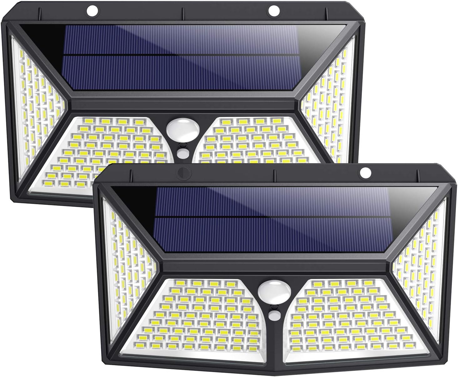 Solar Lights Outdoor, HETP【Super Bright 180 LED】Solar Security Lights Motion Sensor【270° Four-Sided Lighting 】2500 mAh High Capacity Solar Powered Lights Wall Lights with 3 Intelligent Mode (2 Pack)