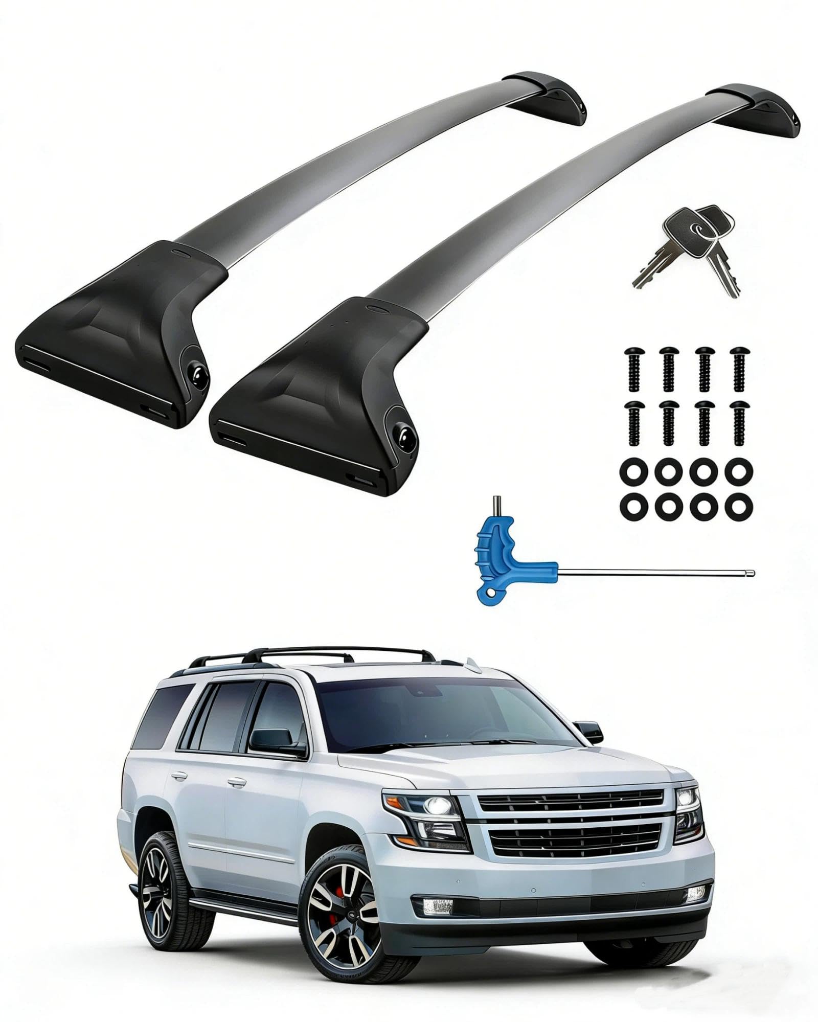 Photo 1 of 220lbs Upgraded Suburban/Tahoe Heavy Duty Roof Racks Cross Bars Compatible with 2015-2020 Chevy Suburban & Tahoe, GMC Yukon & Yukon XL, Escalade & Escalade ESV, Aluminum Cargo Bars w/Anti-Theft Lock