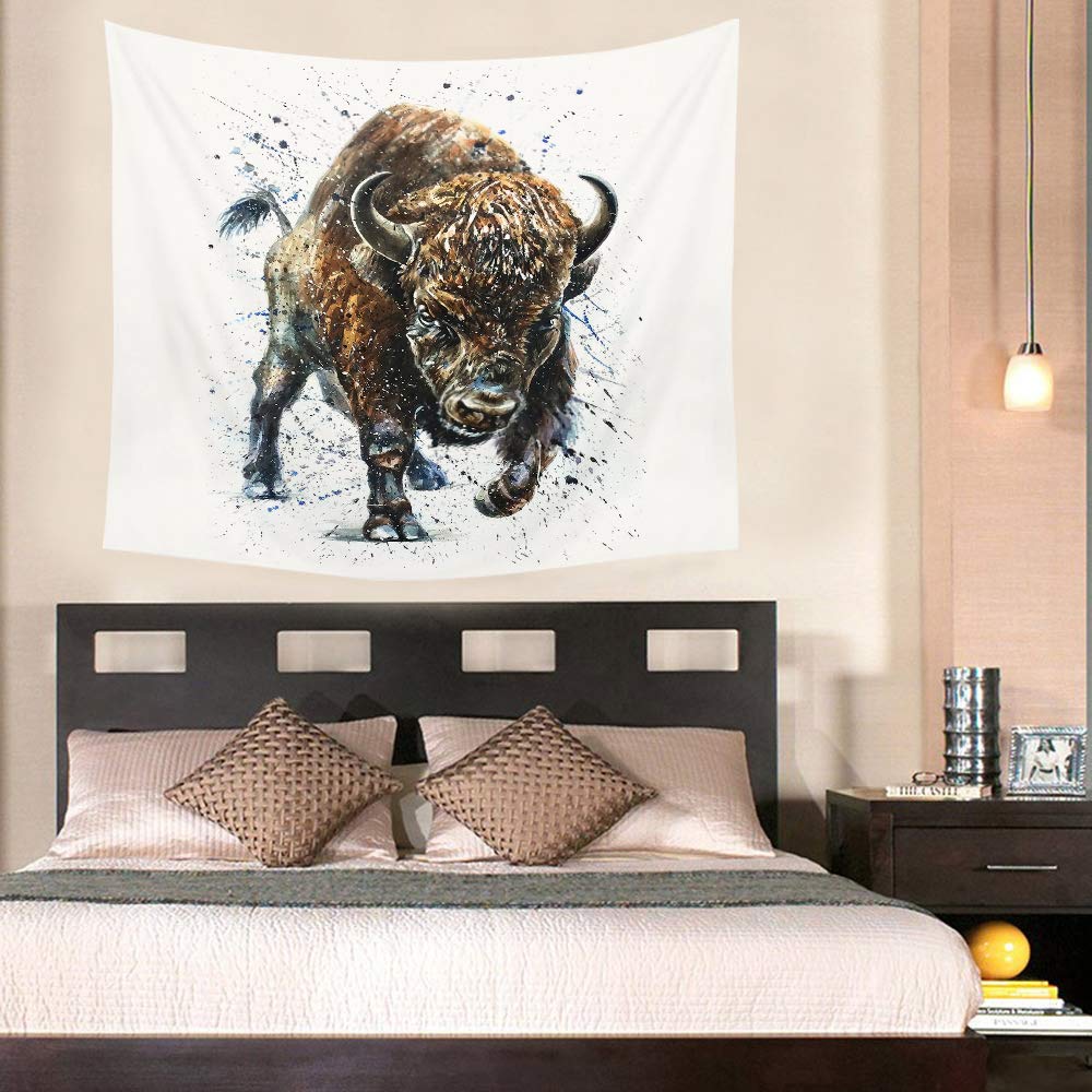 Amazon.co.jp: HGOD DESIGNS バッファロータペストリー 壁掛け 水彩