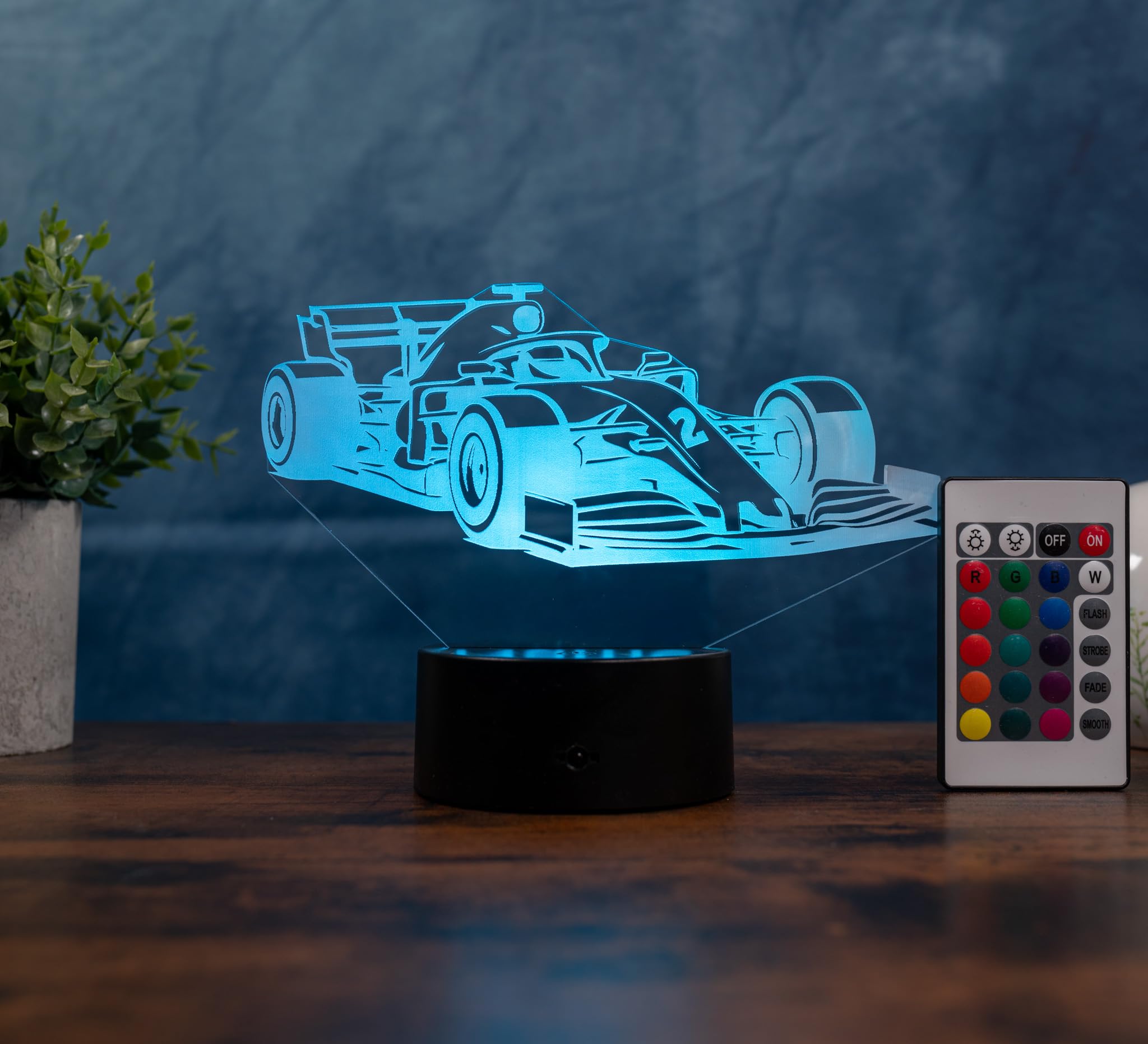 Formel 1 Lampe – LED Rennwagen Nachtlicht | Motorsport Geschenkidee für Männer, Kinder & Rennsport Fans | Auto Deko Licht
