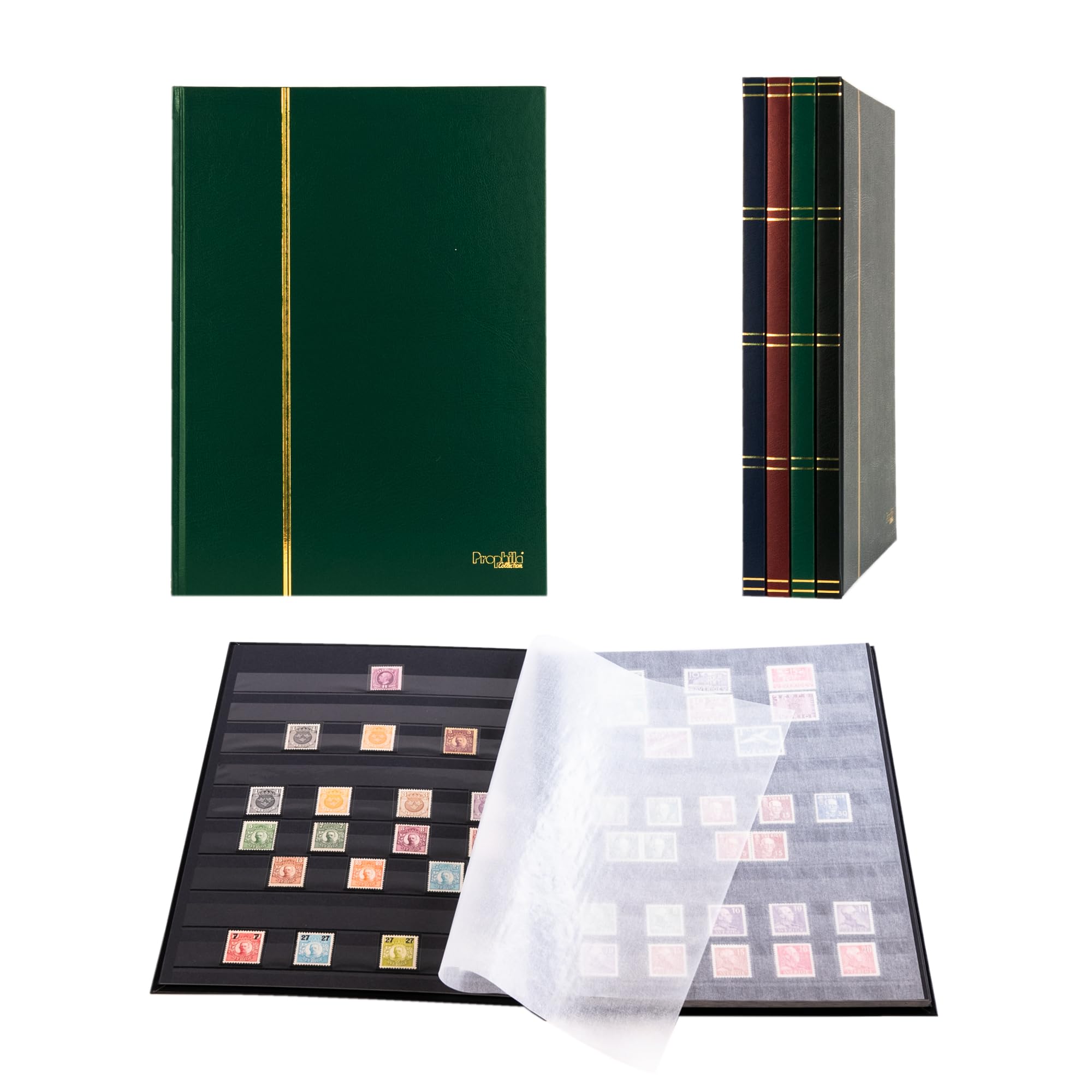 Prophila stamp album (new) 16 black sides, green cover