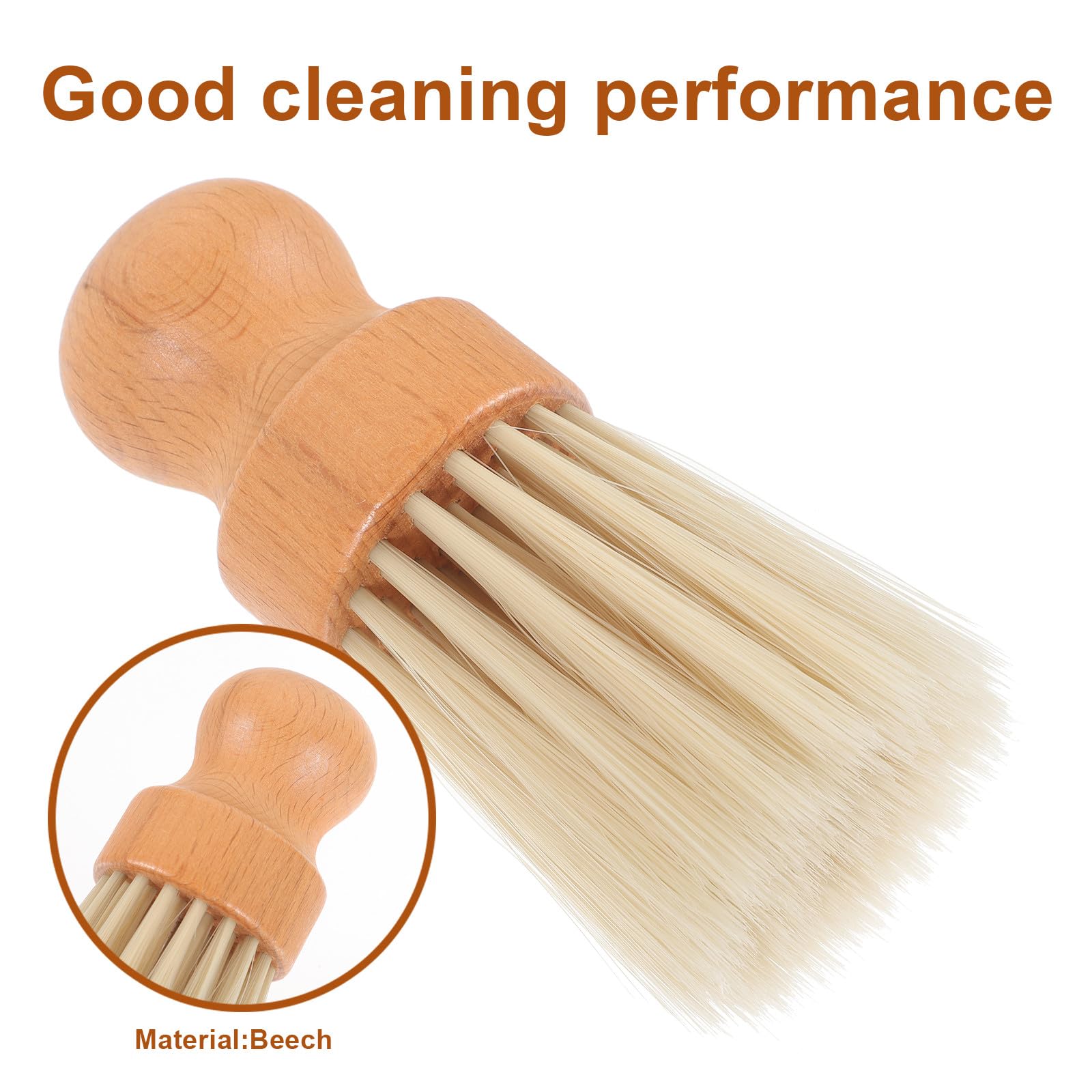MAGICLULU Soft Bristle Cleaning Brush with Wooden Handle, round Dusting Hand Broom for Hair Salon, Car Interior, Keyboard and Bench Cleaning, Comfortable Dust Removal Tool for Indoor Use — view 9