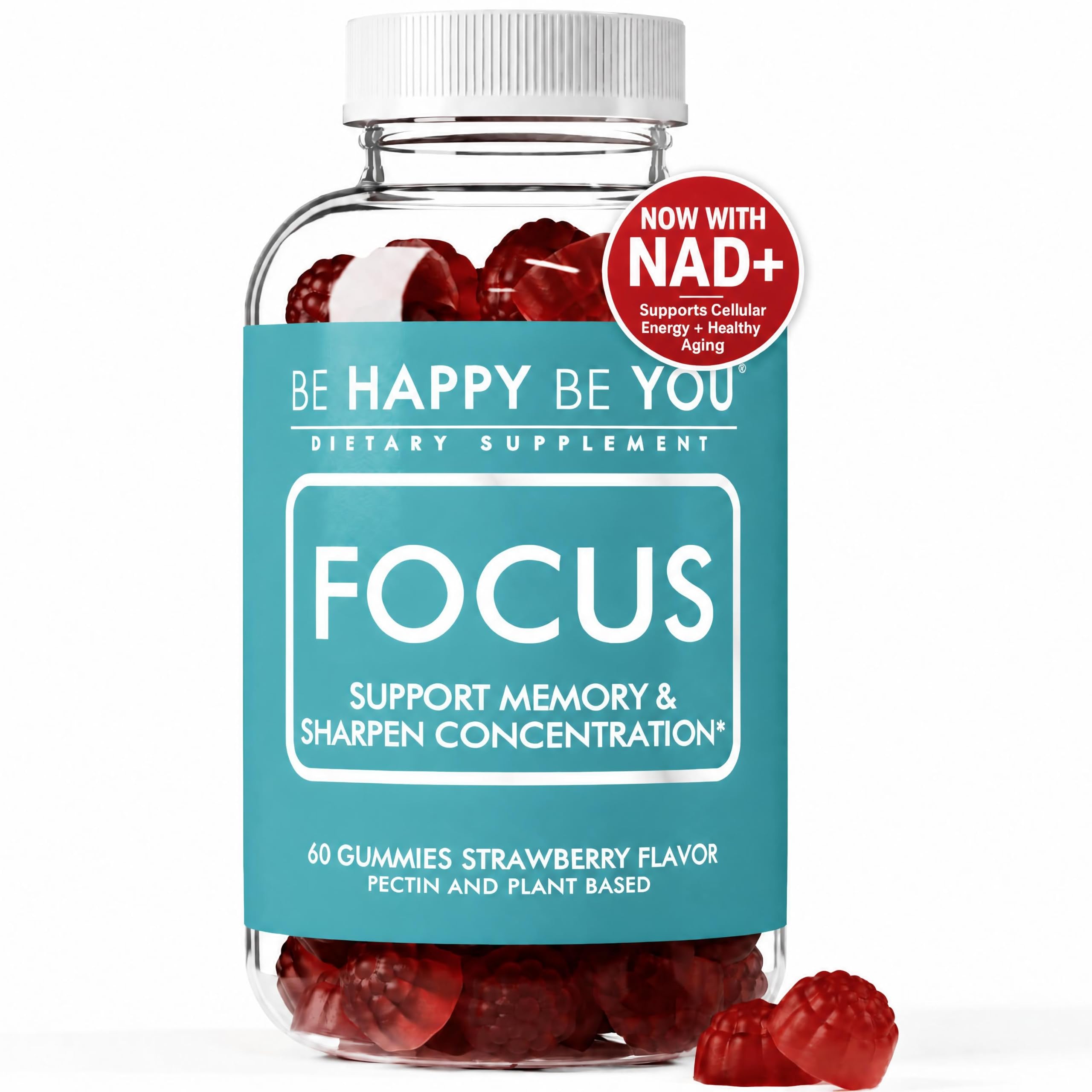 NAD+ Focus Gummies, Strawberry, 60 Count