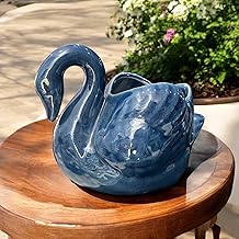 Tomar Decor Decorative Swan Ceramic Planter, Navy Blue, 5 inch Mini Size for Indoor Plants Bird Shape - Small Size Planters for Indoor Plants, Living Room. (12.5 cm)