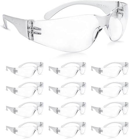 amoolo Clear Safety Glasses Bulk of 24, Protective Eyewea...