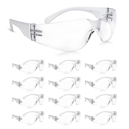 amoolo Clear Safety Glasses, ANSI Z87.1 Impact Resistant, 24 Pack, Adult | Wraparound Polycarbonate Eyewear with Anti-Scratch Coating, UV Protection, Lightweight, for Industrial Work, Laboratory