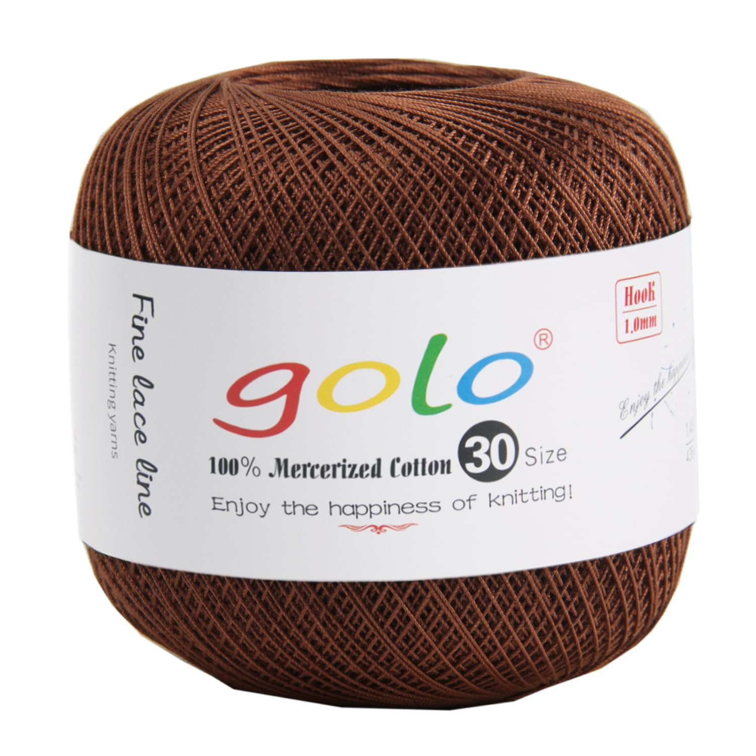 golo Crochet Thread Size 30 Yarn for Hand Knitting Cotton Crochet Brown Yarn, 208 Brown