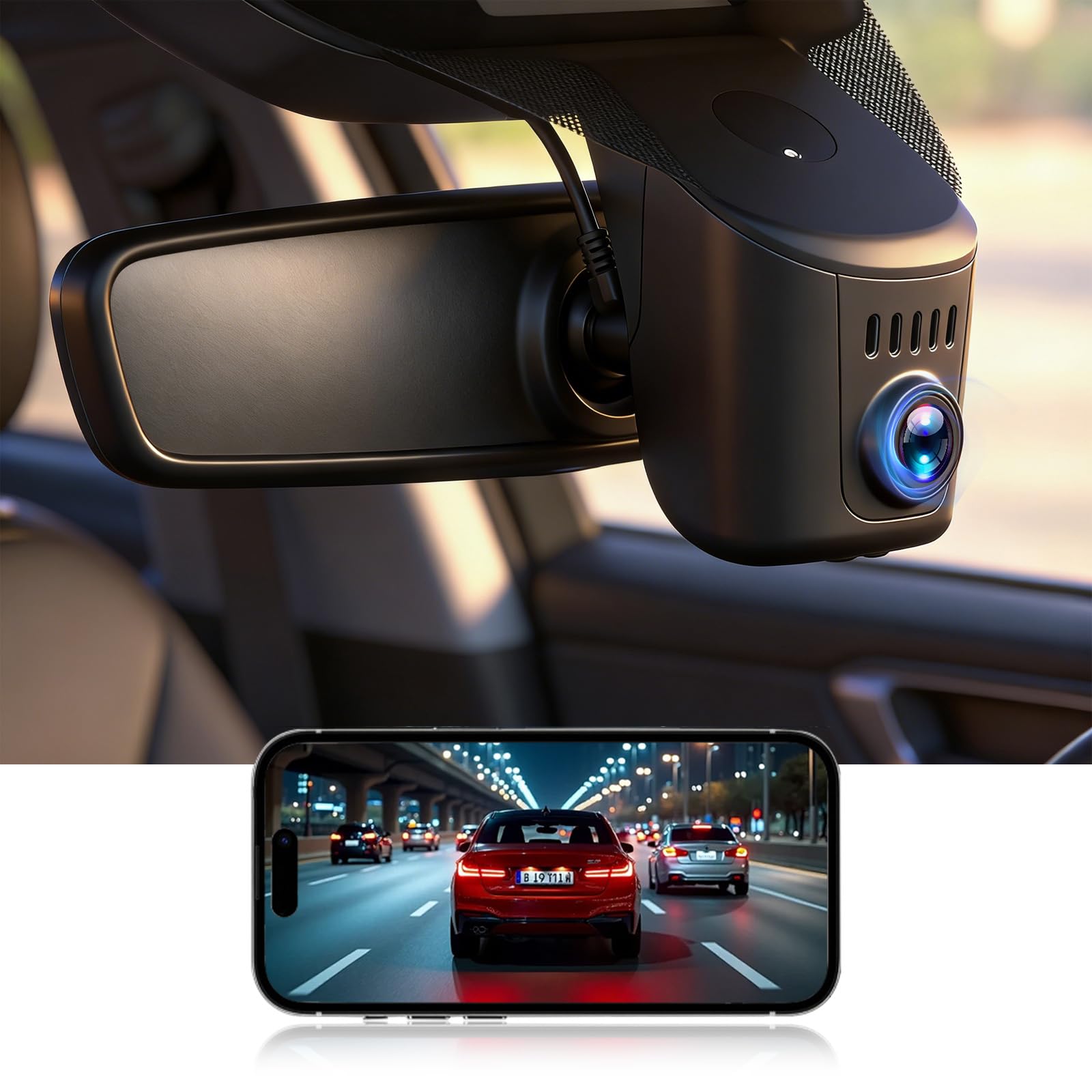 CAMECHO Visione Notturna 4K UHD 2160P Dashcam per Audi (Modello A) 2019-2026 TT A3 A4 A5 A6 A7 A8 Allroad Q3 Q5 S6 Q7 S3 S4 S5 S7 S8 RS3 RS5 RS6 e-tron, 150° Telecamera Posteriore con WiFi sensore G