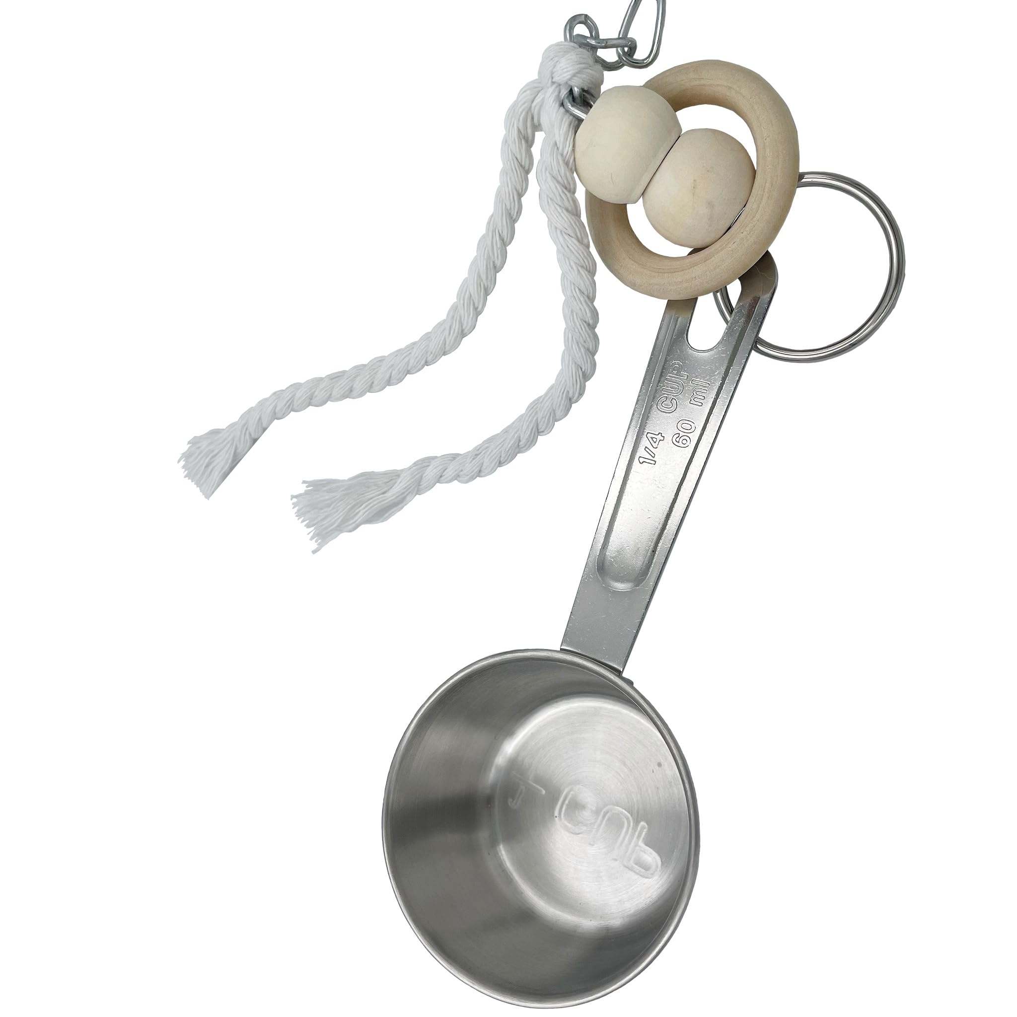 Durable Stainless Steel Pots & Wooden Beads Parrot Toys - Pullable 8 Metallic Cups & 8 Natural Dye-Free Rings for Large & Extra Large Parrots Macaws Amazons African Greys Cockatoos Eclectus - image 7