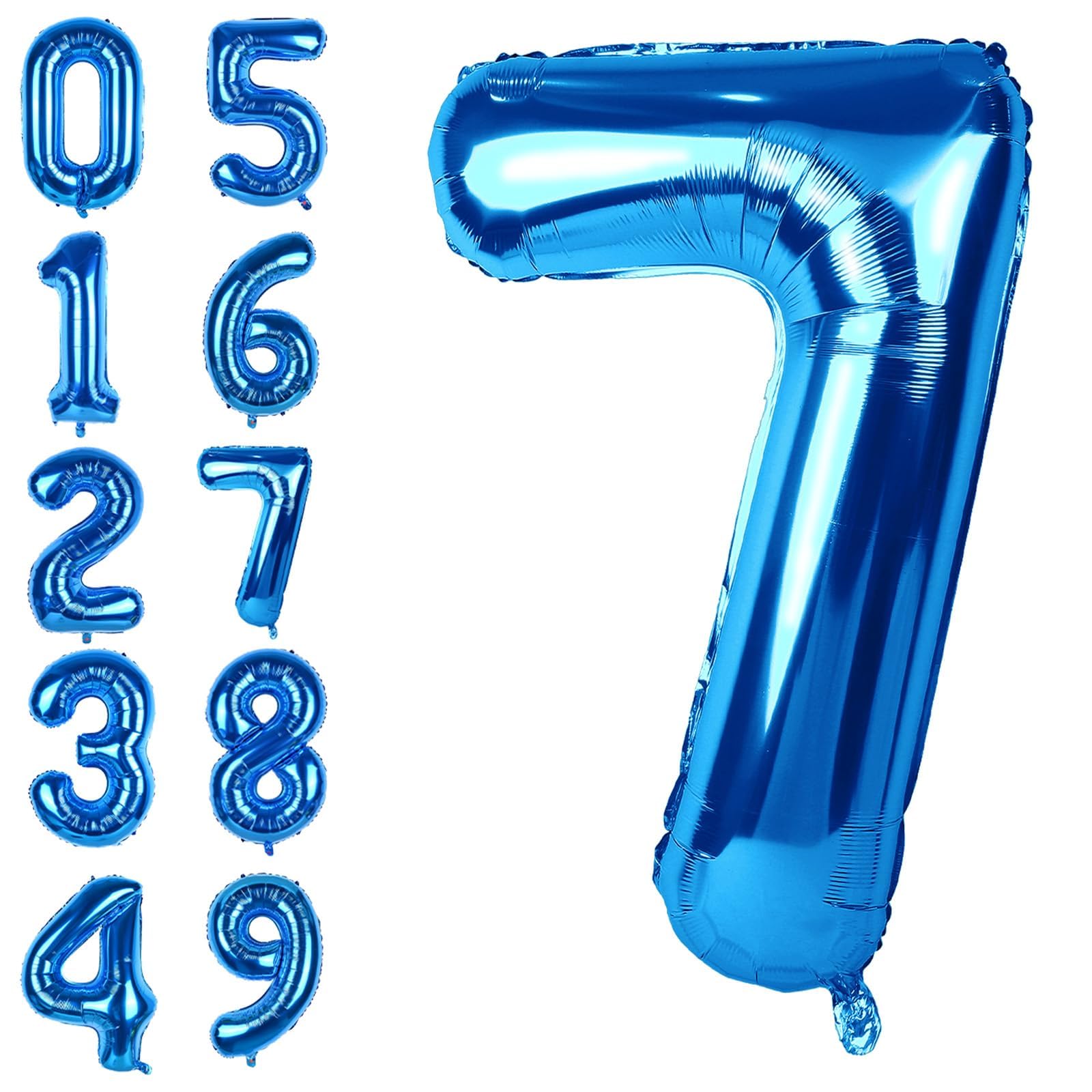 Navy Blue Number 7 Balloon, 40 Inch 7 Balloon Number Large Navy Blue Foil Helium Number Balloons 0-9 for Boys Men, Jumbo Giant Self Inflating Mylar
