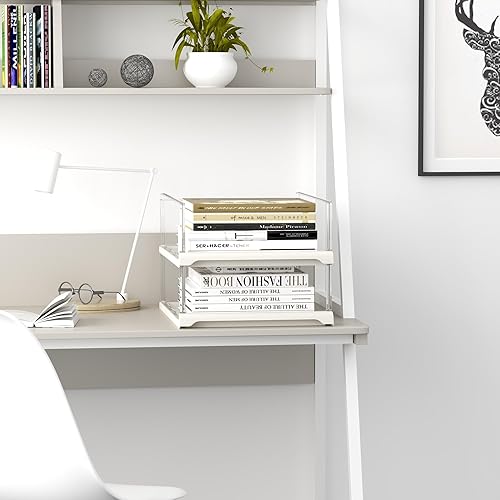 Miniatura 5 de Paquete de 3 organizadores apilables de armario y estantes de almacenamiento, organizador de suéter transparente para armario, baño, cocina,