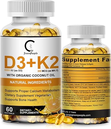 Miniatura 8 de Suplemento de vitamina D3 K2 con vitamina D3 5000 UI, 200 mcg de vitamina K2 MK-7 y aceite de coco natural, fórmula 2-1 a base de plantas para apoyo