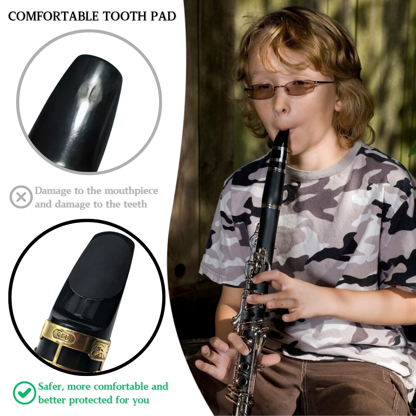 KEYRI 80 Pièces tampons pour becs caoutchoucs d'occlusion coussinets pour embouchure de saxophone en silicone de qualité supérieure protège la tête de saxophone des marques de morsure (Noir)
