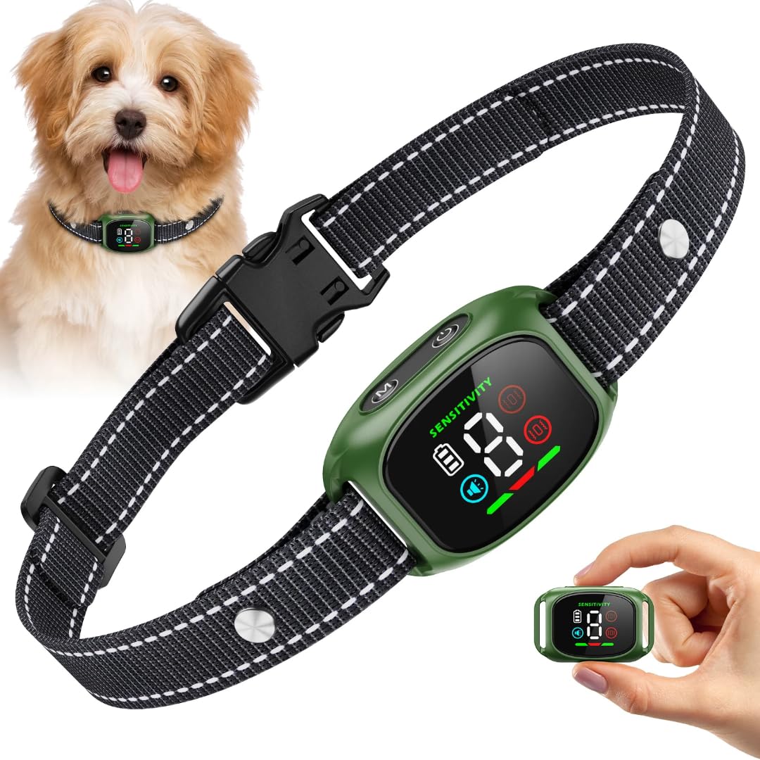 Collar antiladriods para Perros, sin Golpes, Recargable, 8 Niveles de sensibilidad, 4 Modos de pitido, vibración, bip+vibración/vibración Fuerte, Anti Bark Dog Collar, Waterproof