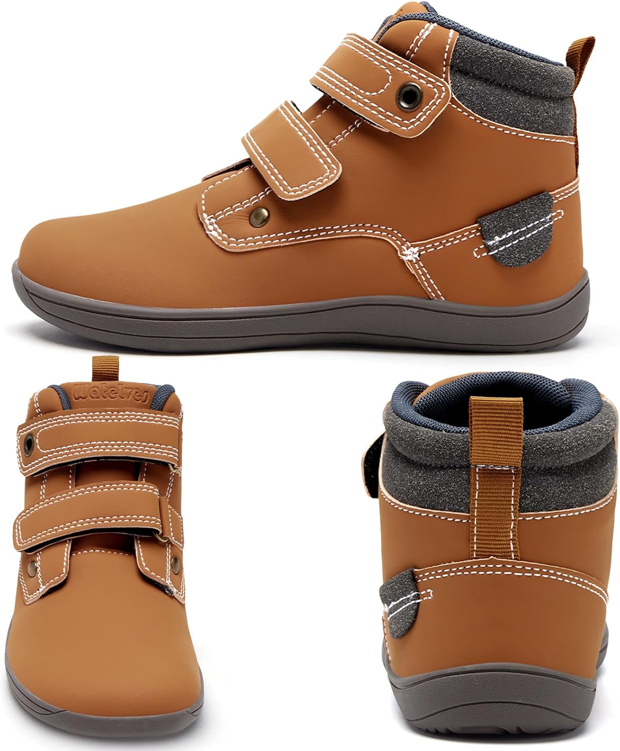 WateLves Toddler Little Kids Wide Barefoot Shoes Girls Boys Fashion Boots High Top Hook and Loop Sneaker Casual Lightweight Walking Shoes - Image 5