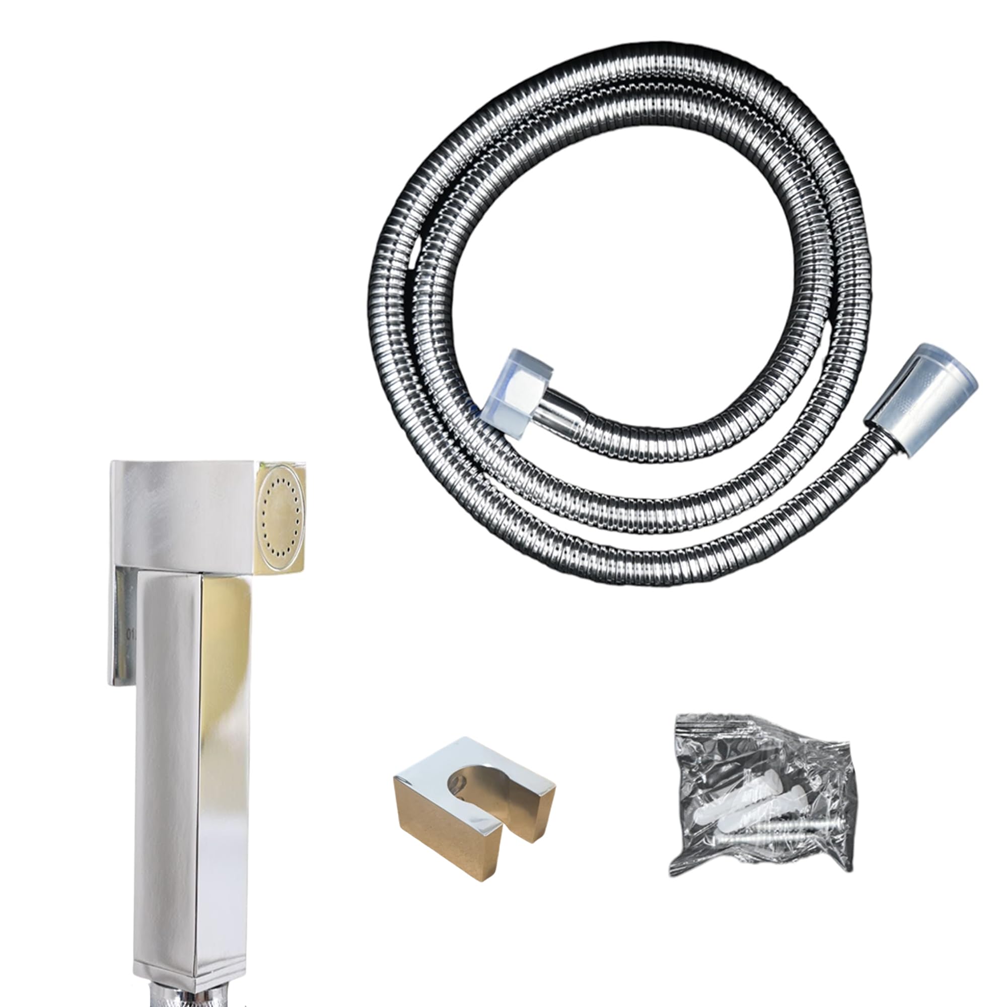 AZTON_S-IT-3900 Premium Chrome Brass Handheld Bidet Sprayer Set – 47” Stainless Steel Hose, Wall-Mounted Shattaf for Toilet, Personal Hygiene Washer – Leak-Proof and Easy Installation