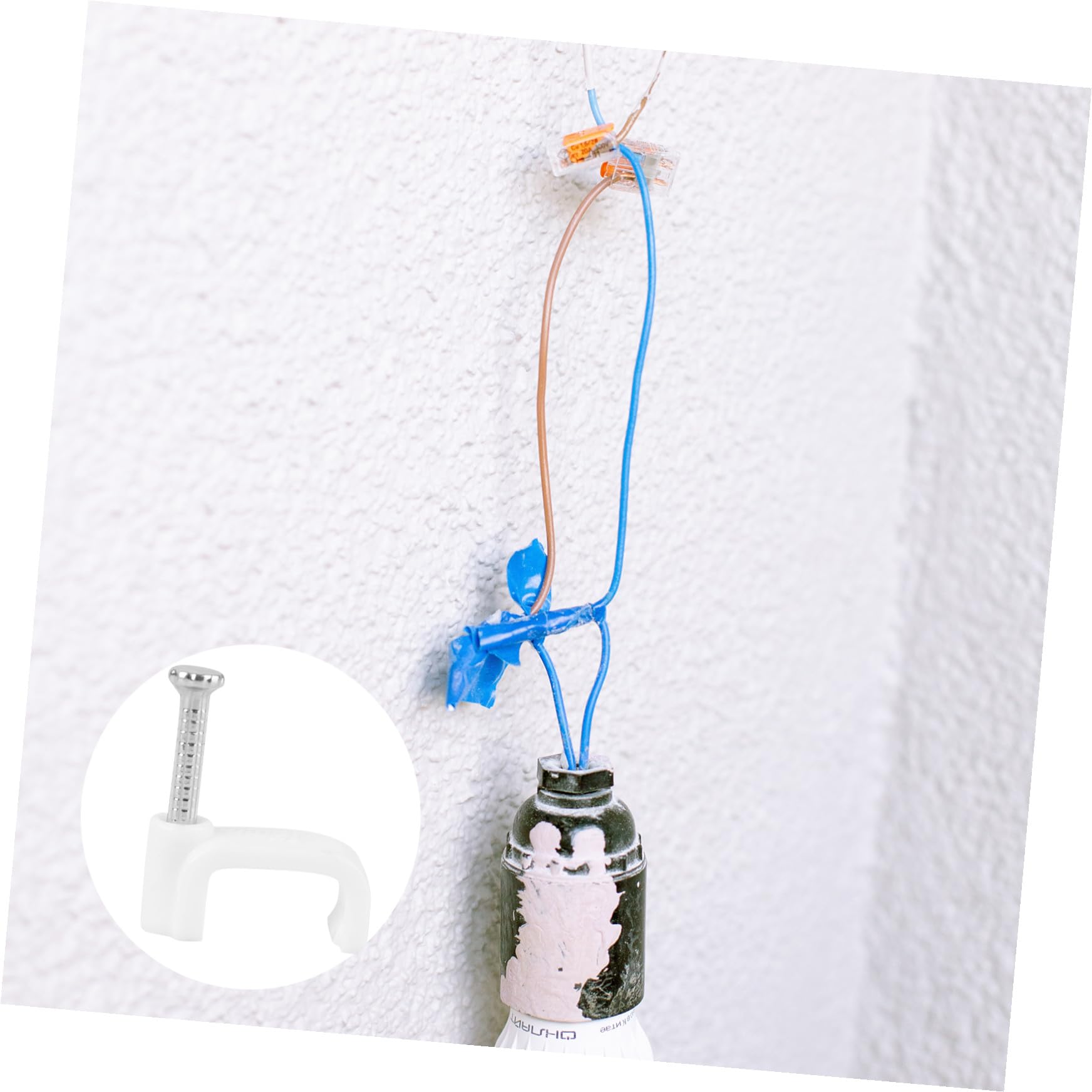 Clip Cavi Elettrici Quadrati 12mm Rinforzati, 5 Confezioni | Pe e Acciaio, Bianco, per Tv Wire e Cable, Ufficio e Casa, Resistente alla Corrosione, Facile da Installare