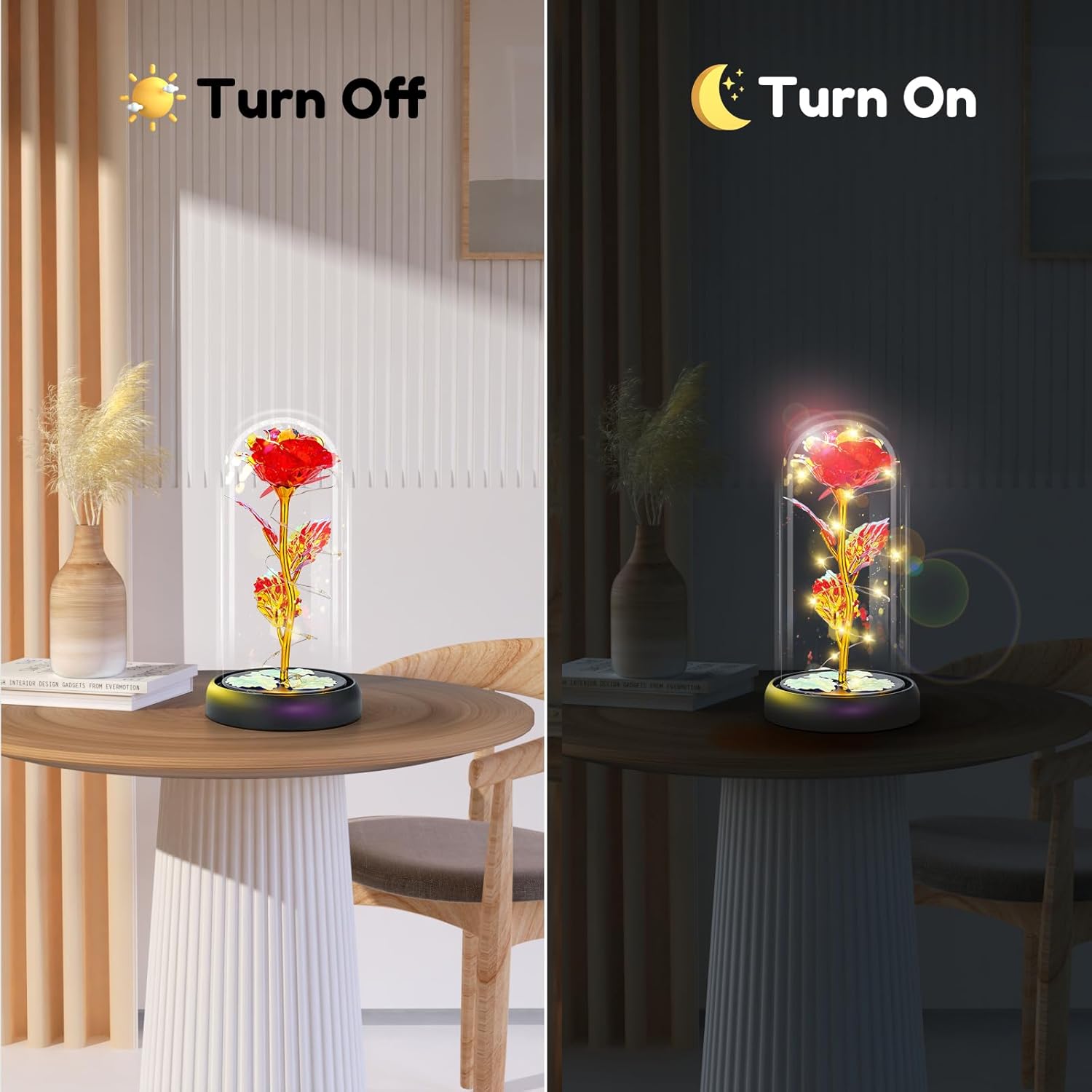 Otlonpe Valentines Day Flower Gifts for Her, Preserved Forever Glass Light Up Rose Gifts for Wife Girlfriend Women Mom Grandma Daughter Sister, Mothers Day Christmas Birthday Womens Gift (Red) - Image 3