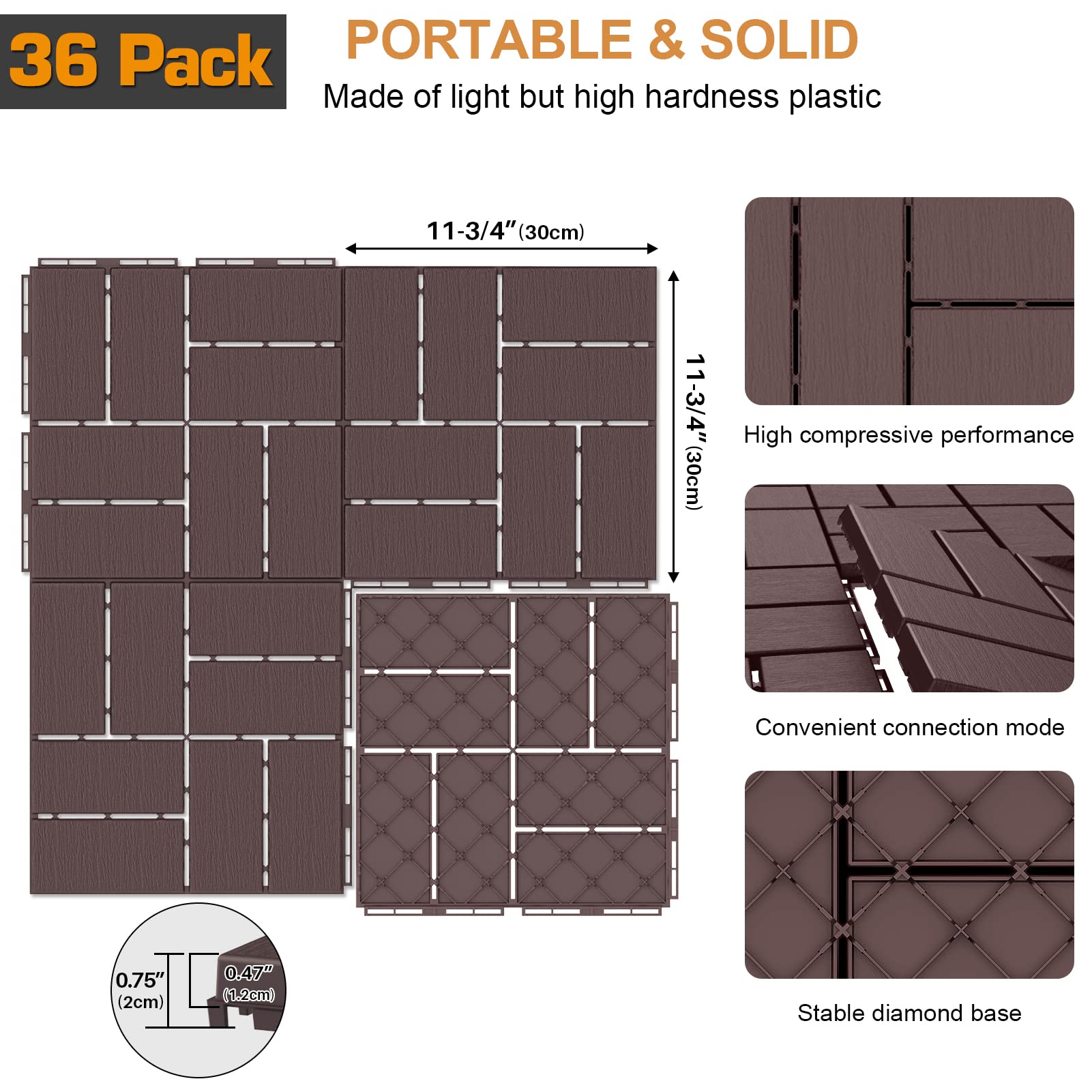 Goovilla Ineinandergreifende Terrassenfliesen aus Kunststoff, 30,5 x 30,5